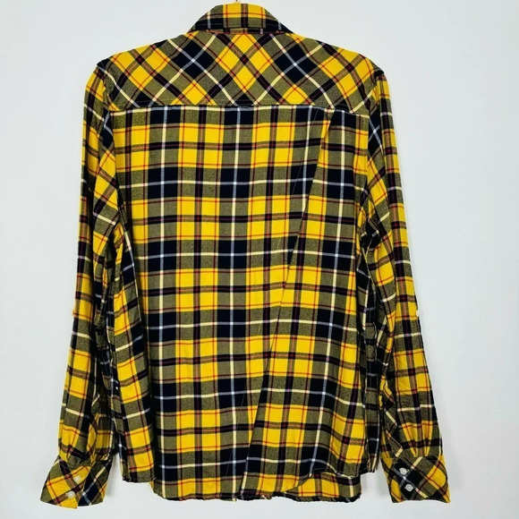 Pistola Revolve Yellow Plaid Button Down Flannel Long Sleeve Top Medium - Picture 8 of 9